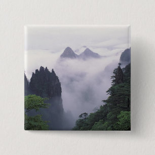 Badge Carré 5 Cm Paysage du mont Huangshan (montagne Jaune) en