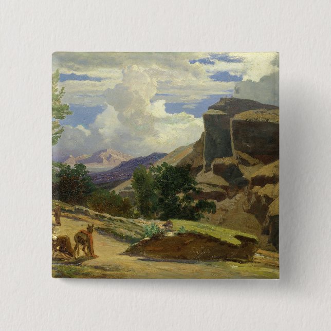 Badge Carré 5 Cm Paysage italien (Devant)