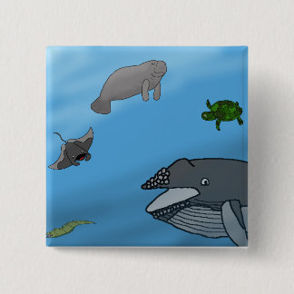 Badge Carré 5 Cm Paysage marin d'imaginaire