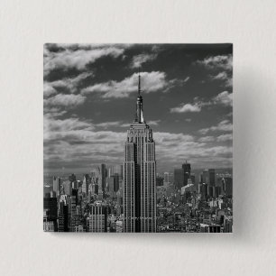 Badge Carré 5 Cm Paysage noir et blanc de New York City skyline