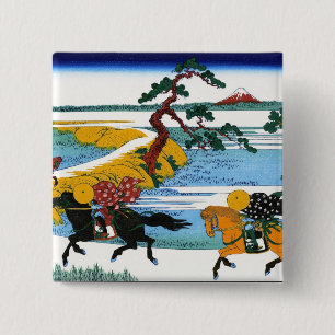 Badge Carré 5 Cm Paysage oriental frais de vue de Hokusai Fuji de