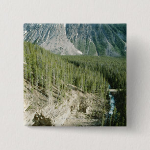 Badge Carré 5 Cm Paysage rocailleux en parc national de Banff,