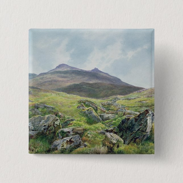 Badge Carré 5 Cm Paysage, Snowdon (Devant)