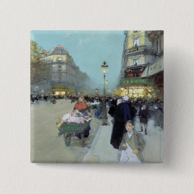 Badge Carré 5 Cm Paysage urbain (Devant)