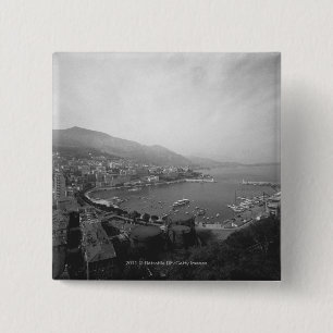 Badge Carré 5 Cm Paysage urbain à la vue élevée par B&W de port