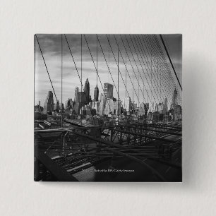 Badge Carré 5 Cm Paysage urbain par des câbles de pont
