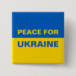 Badge Carré 5 Cm Peace for Ukraine Ukrainian Flag