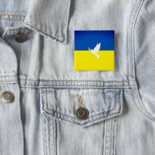 Badge Carré 5 Cm Peace in the world Ukrainian flag  Button