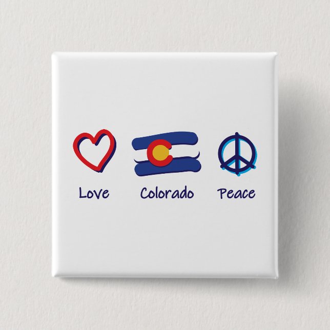 Badge Carré 5 Cm Peace Love Colorado (Devant)