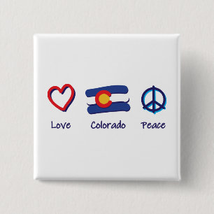 Badge Carré 5 Cm Peace Love Colorado