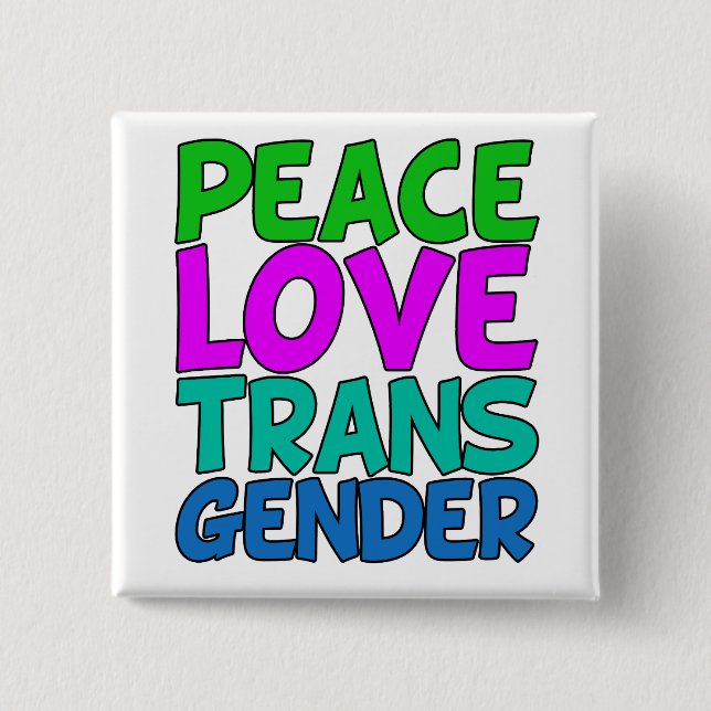 Badge Carré 5 Cm Peace Love Transgender (Devant)