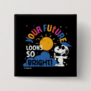 Badge Carré 5 Cm Peanuts Snoopy Votre avenir est si brillant