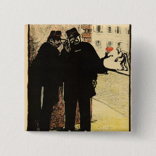 Badge Carré 5 Cm Peau de deux policiers de l'épouse du commissaire