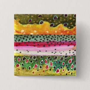 Badge Carré 5 Cm Peaux de trois belles truites