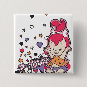 Badge Carré 5 Cm PEBBLES™ Coeur pourpre