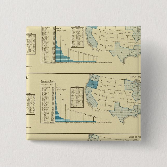 Badge Carré 5 Cm Pêche (Devant)