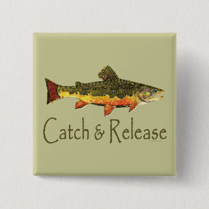 Badge Carré 5 Cm Pêche à la truite de capture et de rejet