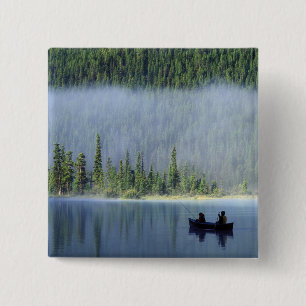 Badge Carré 5 Cm Pêche des garçons au lac Waterfowl, Banff Nation