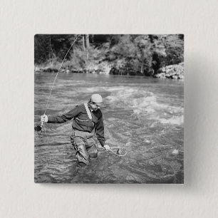 Badge Carré 5 Cm Pêche d'homme