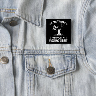 Badge Carré 5 Cm Pêche Habitué Sport Extérieur Pêche Amoureux Drôle