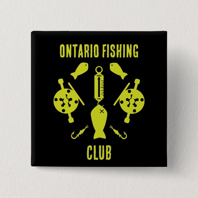 Badge Carré 5 Cm Pêche Saumon canadienne (Devant)