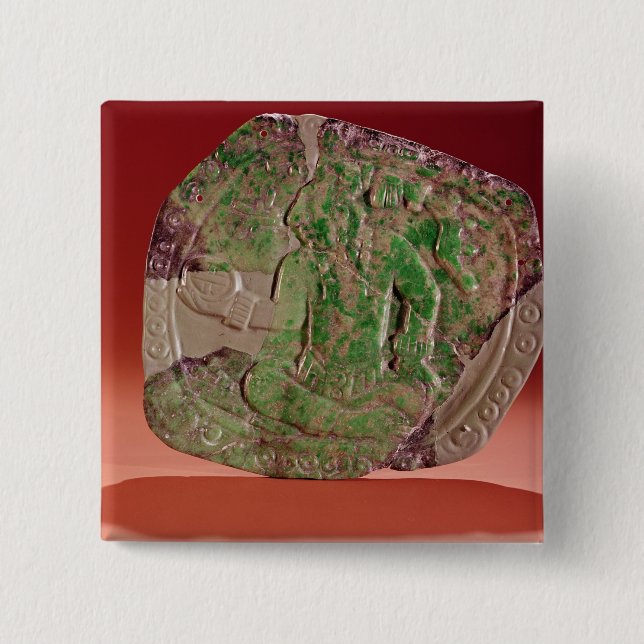Badge Carré 5 Cm Pectoral d'un roi de site de Tikal, Guatemala (Devant)