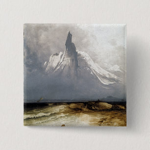 Badge Carré 5 Cm Peder Balke Stetind dans le brouillard