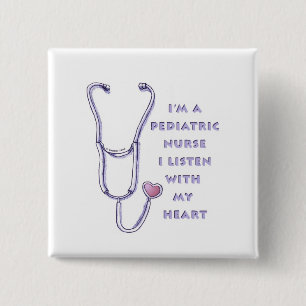Badge Carré 5 Cm Pediatric Nurse Heart custom name pin