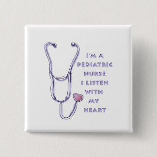 Badge Carré 5 Cm Pediatric Nurse Heart custom name pin