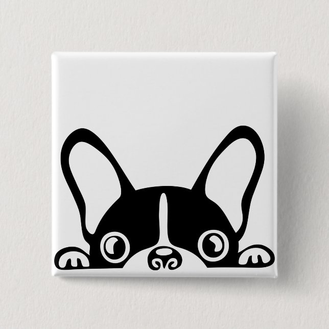 Badge Carré 5 Cm Peeking french bulldog (Devant)