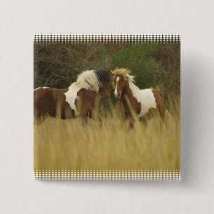 Badge Carré 5 Cm Peignez les poneys dans le bouton de carré de