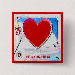 Badge Carré 5 Cm Peint Valentine Heart Ajouter Votre Photo