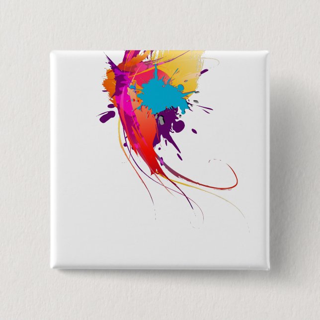 Badge Carré 5 Cm Peinture à papillon exotique Abstraite (Devant)