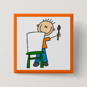 Badge Carré 5 Cm Peinture de garçon