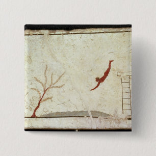 Badge Carré 5 Cm Peinture de la tombe du plongeur des sud