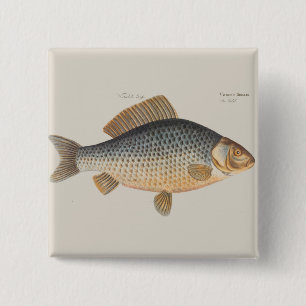 Badge Carré 5 Cm peinture de pêche de carpe dessin d'eau douce