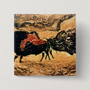 Badge Carré 5 Cm Peinture de roche du bison, c.17000 AVANT JÉSUS