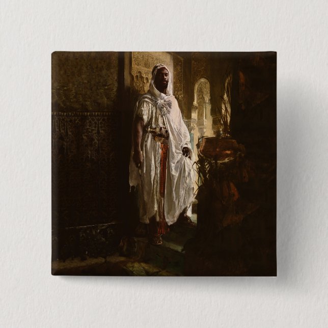 Badge Carré 5 Cm Peinture en chef maure africaine Portrait (Devant)