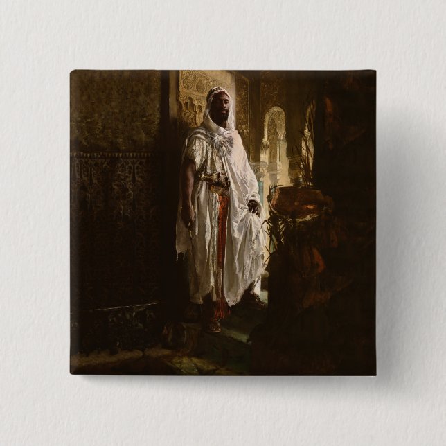 Badge Carré 5 Cm Peinture en chef maure africaine Portrait (Devant)