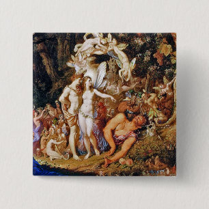 Badge Carré 5 Cm Peinture féerique "Oberon et Titania "