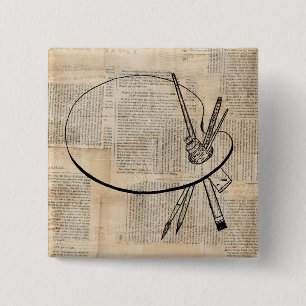 Badge Carré 5 Cm Peinture & Palette de peinture Art Vintage