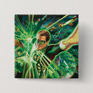 Badge Carré 5 Cm Peinture verte de lanterne