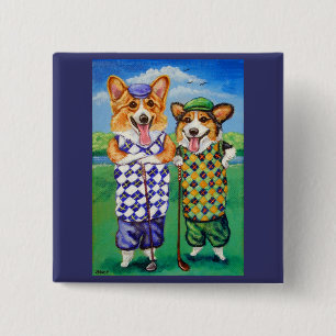 Badge Carré 5 Cm Pembroke Gallois Corgi boutons