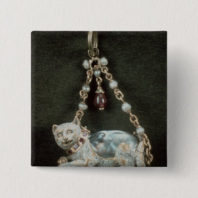 Badge Carré 5 Cm Pendentif de chat de la Renaissance (Devant)