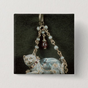Badge Carré 5 Cm Pendentif de chat de la Renaissance