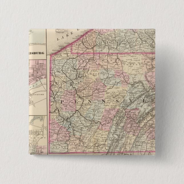 Badge Carré 5 Cm Pennsylvanie 4 (Devant)