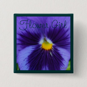 Badge Carré 5 Cm Pensée Bleu-Violette
