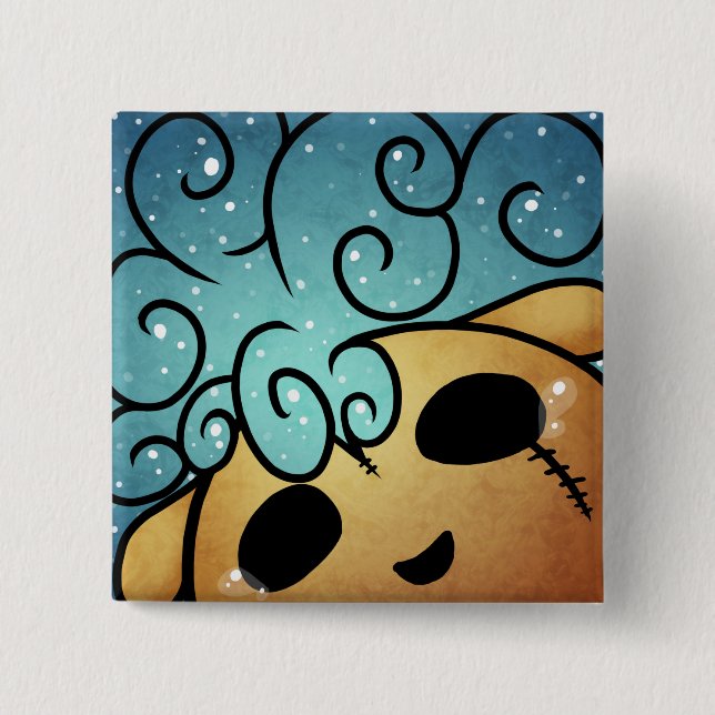 Badge Carré 5 Cm Pensées heureuses (Devant)