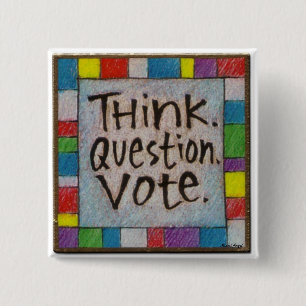 Badge Carré 5 Cm Pensez.  Question.  Vote