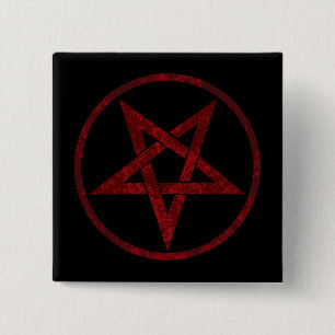 Badge Carré 5 Cm Pentagram Red Devil